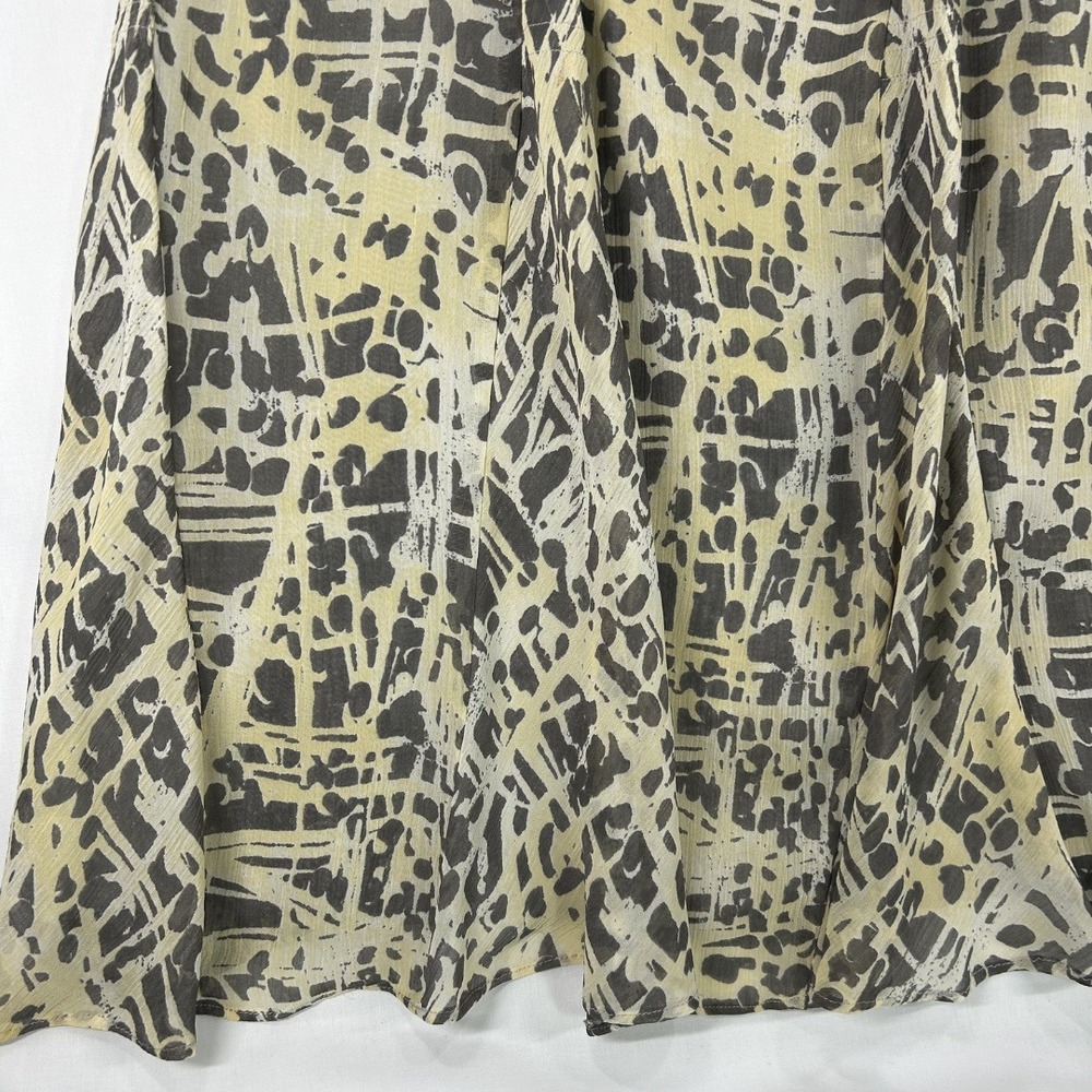 Jones Wear Vintage 2000S/ Y2K Women Midi Flowy Skirt 6 Printed Yellow And Grey - Picture 2 of 5